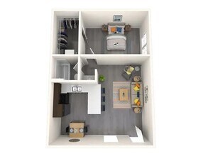 One Bed One Bath 218 floor plan